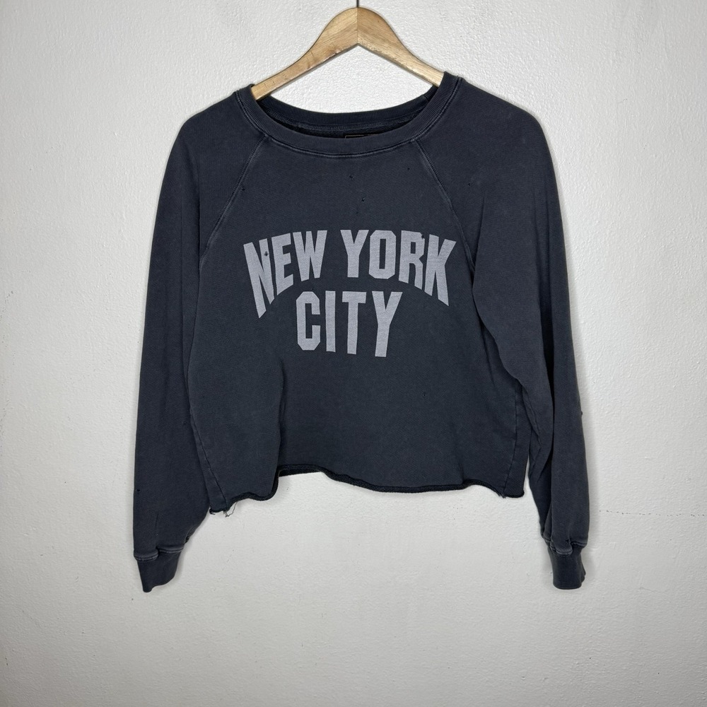 Retrobrand New York City NYC Gray Distressed Cotton Sweatshirt Womens Small